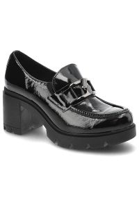 Czarne Półbuty Lemar Damskie Eleganckie Buty. Okazja: na spotkanie biznesowe. Zapięcie: klamry. Kolor: czarny. Materiał: lakier, skóra. Obcas: na obcasie. Styl: elegancki. Wysokość obcasa: średni