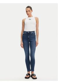 Calvin Klein Jeans Top Monologo J20J225301 Biały Slim Fit. Kolor: biały. Materiał: bawełna