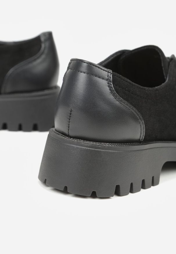 Renee - Czarne Półbuty Mokasyny w Stylu Boat Shoes ze Sznurowaniem Balmitar. Kolor: czarny. Materiał: jeans