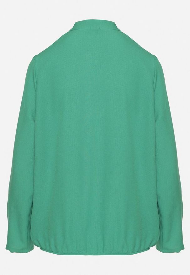 Born2be - Zielona Koszula z Podwijanymi Rękawami Ilanielis. Okazja: na co dzień. Kolor: zielony. Materiał: jeans. Styl: elegancki, casual
