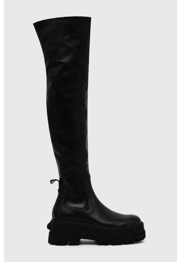 Kurt Geiger London kozaki London Otk Stretch damskie kolor czarny na platformie 9353500109. Nosek buta: okrągły. Kolor: czarny. Szerokość cholewki: normalna. Obcas: na platformie. Wysokość obcasa: średni