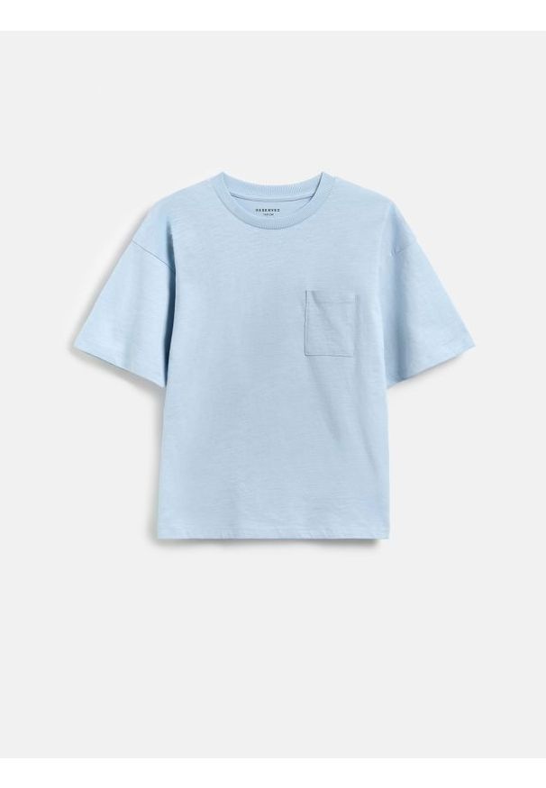 Reserved - Bawełniany t-shirt - niebieski. Kolor: niebieski. Materiał: bawełna