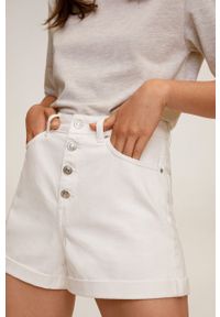 mango - Mango - Szorty jeansowe Buttons. Okazja: na co dzień. Stan: podwyższony. Kolor: biały. Materiał: jeans. Wzór: gładki. Styl: casual #1