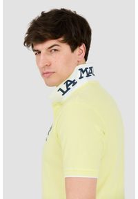 La Martina - LA MARTINA Cytrynowe męskie polo z dużym logo, Rozmiar M. Typ kołnierza: polo. Kolor: żółty #6