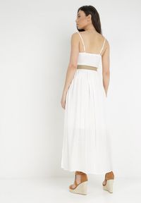 Born2be - Biała Sukienka z Paskiem Chrysaleia. Okazja: na co dzień. Kolor: biały. Długość rękawa: na ramiączkach. Wzór: gładki. Sezon: lato. Typ sukienki: proste. Styl: casual. Długość: maxi #3