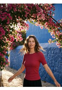 Sinsay - Bawełniana koszulka w paski - czerwony. Kolor: czerwony. Materiał: bawełna. Wzór: paski