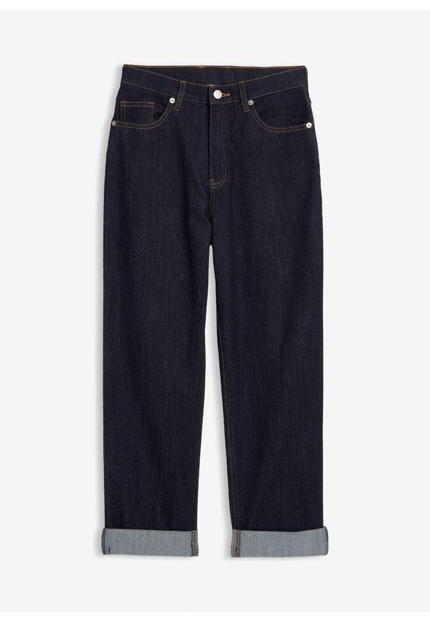 bonprix - Dżinsy loose fit ze stretchem, regulowany pas, prosta nogawka. Kolor: niebieski