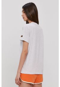 Superdry T-shirt damski kolor szary. Okazja: na co dzień. Kolor: szary. Materiał: dzianina. Wzór: nadruk. Styl: casual #2