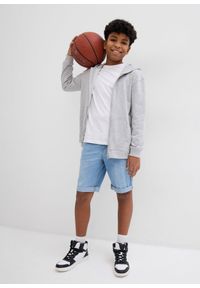 bonprix - Bluza rozpinana z kapturem, z miękkiego materiału z bawełną organiczną. Typ kołnierza: kaptur. Kolor: szary. Materiał: materiał, bawełna #3