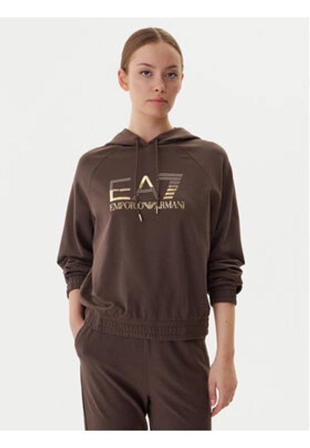 EA7 Emporio Armani Dres 7W000687 AF12502 U6063 Brązowy Regular Fit. Kolor: brązowy. Materiał: bawełna