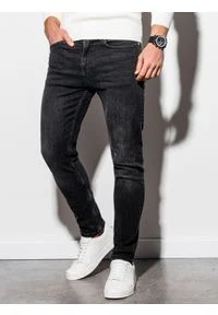Ombre Clothing - Spodnie męskie jeansowe P940 - czarne - M. Kolor: czarny. Materiał: jeans. Styl: klasyczny #5