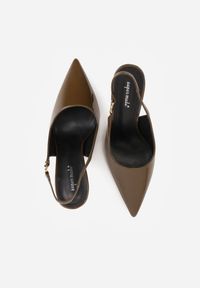 Renee - Zielone Sandały Slingback na Szpilce z Lakierowanym Połyskiem i Aplikacją Phisvienne. Kolor: zielony. Materiał: lakier. Wzór: aplikacja. Obcas: na szpilce. Styl: elegancki #4