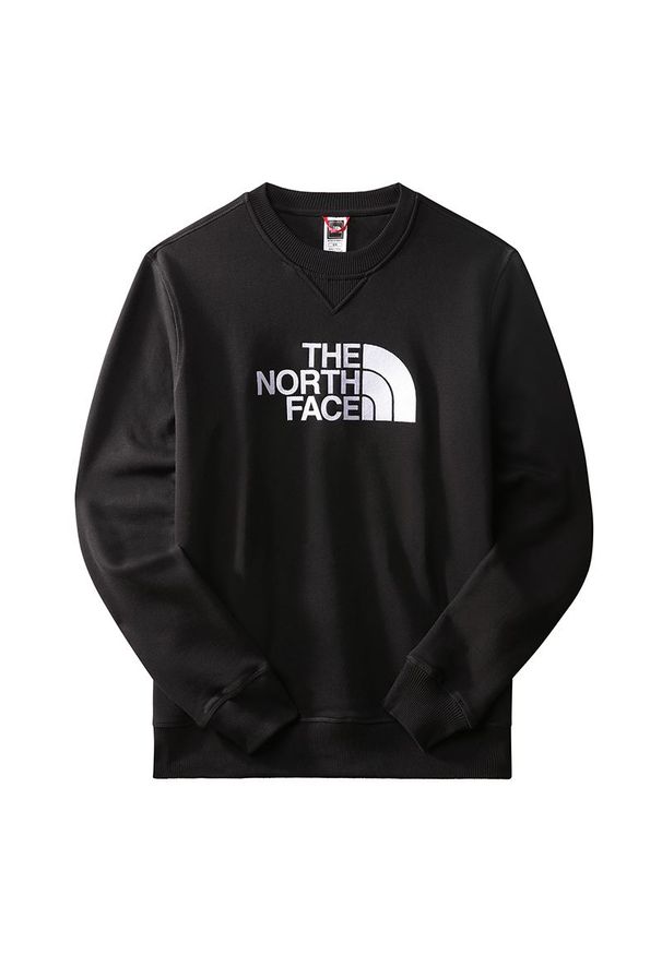 Bluza The North Face Drew Peak Sweater 0A4SVRJK31 - czarna. Kolor: czarny. Materiał: bawełna, dzianina. Wzór: aplikacja. Styl: klasyczny