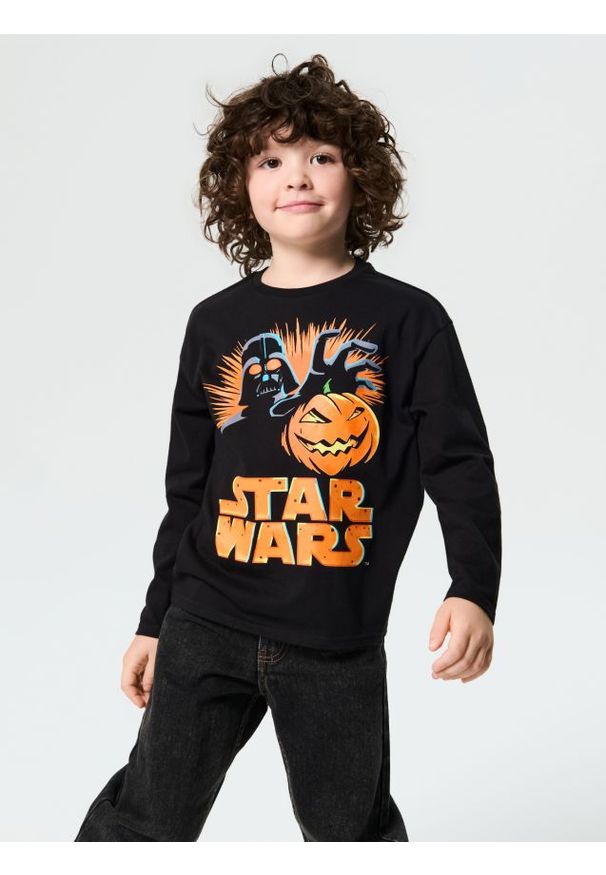 Sinsay - Koszulka z długimi rękawami Star Wars - czarny. Kolor: czarny. Długość rękawa: długi rękaw. Długość: długie. Wzór: motyw z bajki