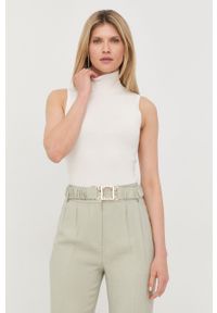 Guess sweter damski kolor beżowy lekki z golfem. Typ kołnierza: golf. Kolor: beżowy. Materiał: materiał, dzianina, wiskoza #1