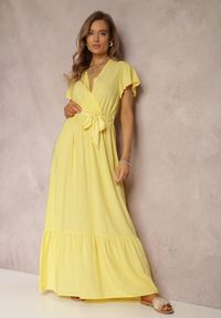 Renee - Żółta Sukienka Metia. Kolor: żółty. Materiał: tkanina, materiał. Wzór: gładki, geometria. Długość: maxi #3