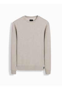 Ombre Clothing - Melanżowa męska bluza dresowa z wyszywanym logotypem – beżowa V2 OM-SSNZ-0163 - XXL. Okazja: na co dzień. Kolor: beżowy. Materiał: dresówka. Wzór: melanż. Styl: elegancki, casual #3