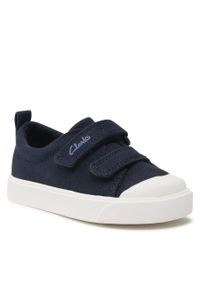 Trampki Clarks City Bright T 261490876 Navy Canvas. Kolor: niebieski. Materiał: materiał