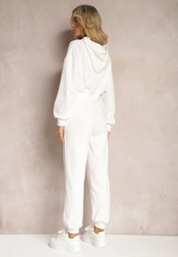 Renee - Biały Komplet Dresowy ze Spodniami Joggerami i Bluzą z Kapturem Fomstia. Kolor: biały. Materiał: dresówka