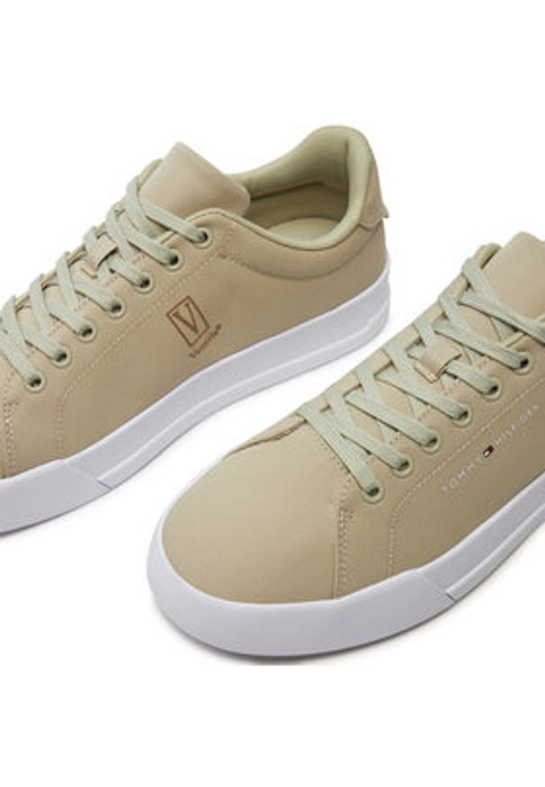 TOMMY HILFIGER - Tommy Hilfiger Sneakersy Th Court X Ventile 1D2 FM0FM05114 Beżowy. Kolor: beżowy. Materiał: materiał