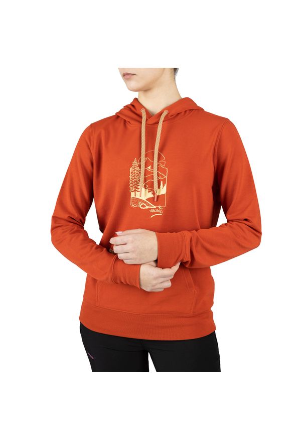 Bluza z kapturem damska Viking Panaka Hoodie Bamboo. Typ kołnierza: kaptur. Kolor: pomarańczowy. Materiał: polar. Sezon: lato. Sport: turystyka piesza