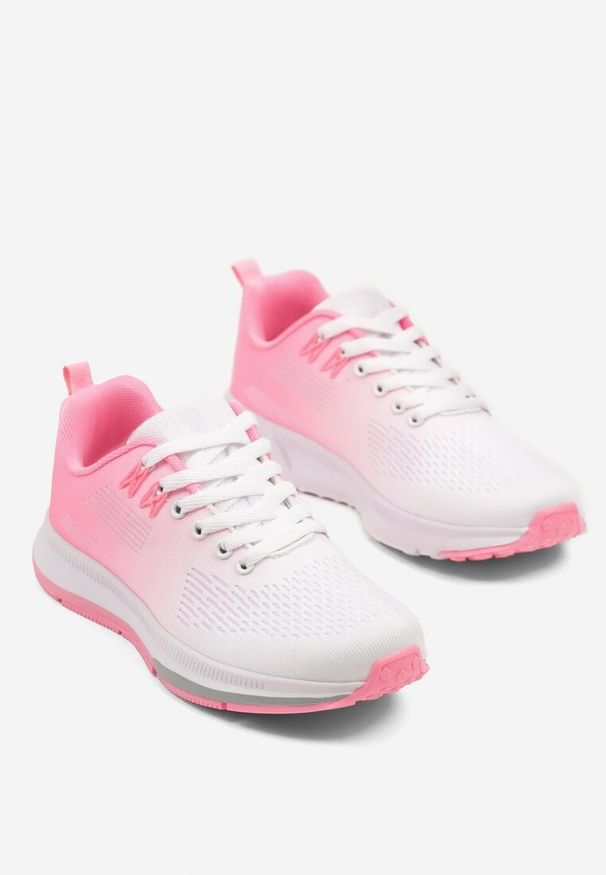 Born2be - Biało-Różowe Buty Sportowe Sneakersy Ozdobione Cieniowaniem Xakkaria. Okazja: na co dzień. Zapięcie: sznurówki. Kolor: biały. Materiał: jeans. Wzór: aplikacja
