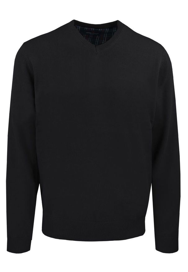 Męski, Bawełniany Sweter w Serek (V-neck) - Adriano Guinari - Czarny. Okazja: do pracy, na co dzień, na spotkanie biznesowe. Typ kołnierza: dekolt w serek. Kolor: czarny. Materiał: bawełna. Styl: klasyczny, casual, elegancki, biznesowy