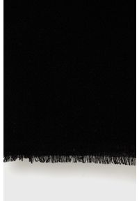 BOSS - Boss Szalik wełniany kolor czarny gładki. Kolor: czarny. Materiał: wełna. Wzór: gładki