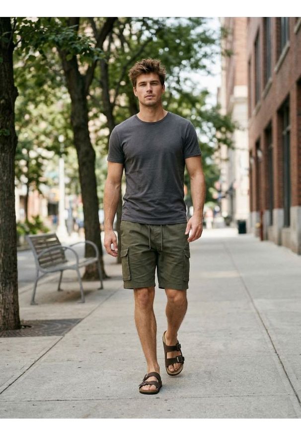 Sinsay - Szorty cargo - khaki. Kolor: brązowy