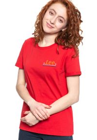 Lee - LEE T SHIRT DAMSKI CHEST LOGO TEE WARP RED L43ZFEKG 112109773. Wzór: nadruk #3
