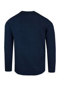 Bawełniany Sweter Męski - Pako Jeans - Granatowy z Fakturą Materiału. Kolor: niebieski. Materiał: bawełna. Sezon: wiosna, zima, jesień. Styl: klasyczny, elegancki