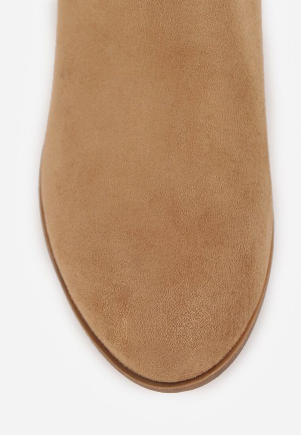 Renee - Ciemnobeżowe Botki na Płaskiej Podeszwie z Ozdobnym Wycięciem Zapinane na Suwak Liletta. Okazja: na spotkanie biznesowe, na co dzień. Kolor: beżowy. Materiał: dzianina. Wzór: aplikacja. Sezon: jesień, zima. Obcas: na płaskiej podeszwie. Styl: elegancki, biznesowy, casual