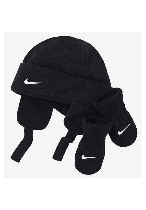 Zestaw polaru Nike dla niemowląt – czapka i rękawiczki 0–6 mies., czarny. Kolor: zielony, czarny, niebieski, wielokolorowy. Materiał: polar. Sezon: zima. Sport: kolarstwo