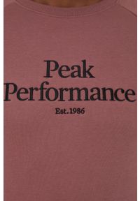 Peak Performance bluza męska kolor różowy z nadrukiem. Kolor: różowy. Długość rękawa: raglanowy rękaw. Wzór: nadruk