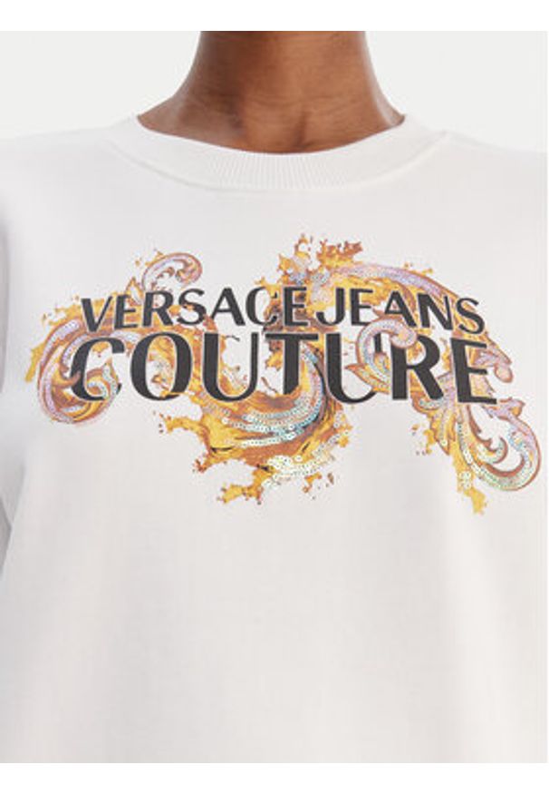Versace Jeans Couture Bluza 80HAIE02 CF00E Biały Regular Fit. Typ kołnierza: kołnierzyk włoski. Kolor: biały. Materiał: bawełna