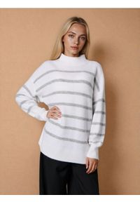 Sinsay - Prążkowany sweter w paski - wielobarwny. Materiał: prążkowany. Wzór: paski