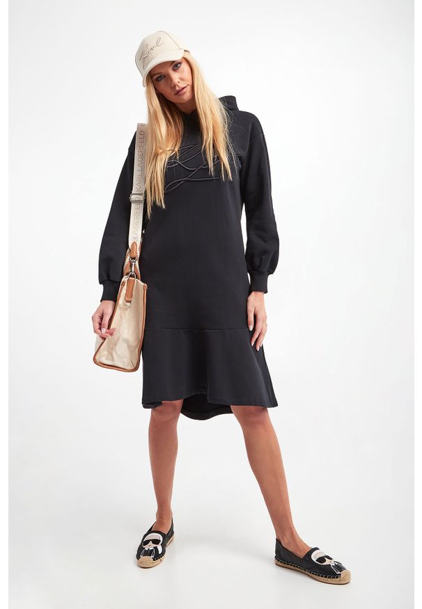 Karl Lagerfeld - SUKIENKA KARL LAGERFELD. Typ kołnierza: kaptur. Materiał: bawełna. Długość rękawa: długi rękaw. Wzór: haft. Długość: midi