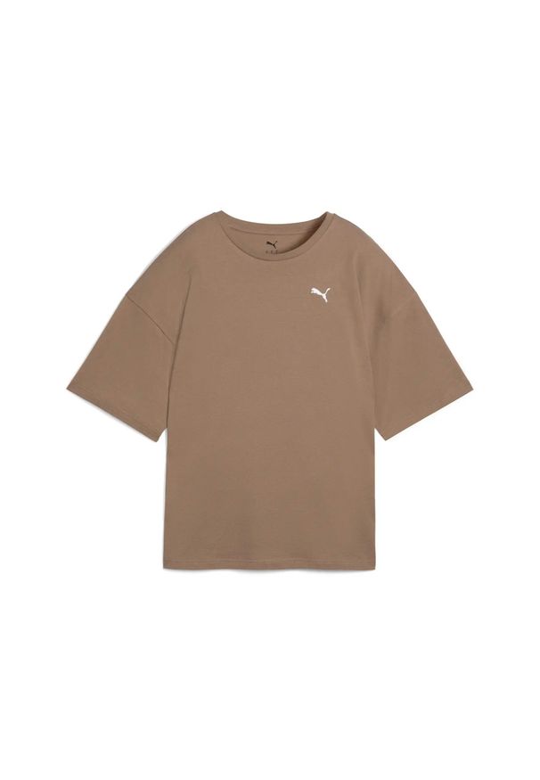 Damska koszulka z nadrukiem Puma Essentials. Kolor: brązowy. Wzór: nadruk