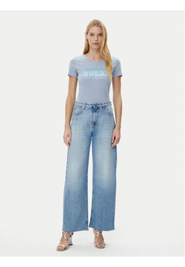 Guess T-Shirt W5GI14 J1314 Niebieski Regular Fit. Kolor: niebieski. Materiał: bawełna