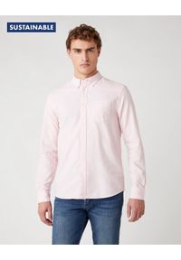 Wrangler - MĘSKA KOSZULA WRANGLER LS 1 PKT BUTTON DOWN SILVER PINK W5A3BMXTU. Typ kołnierza: button down