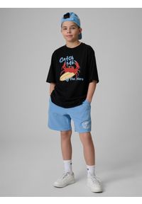 4f - 4F Spodenki dresowe chłopięce - niebieskie 164 (13-14 lat). Okazja: na co dzień. Kolor: niebieski. Materiał: dresówka. Długość: krótkie. Sezon: lato. Styl: casual #1