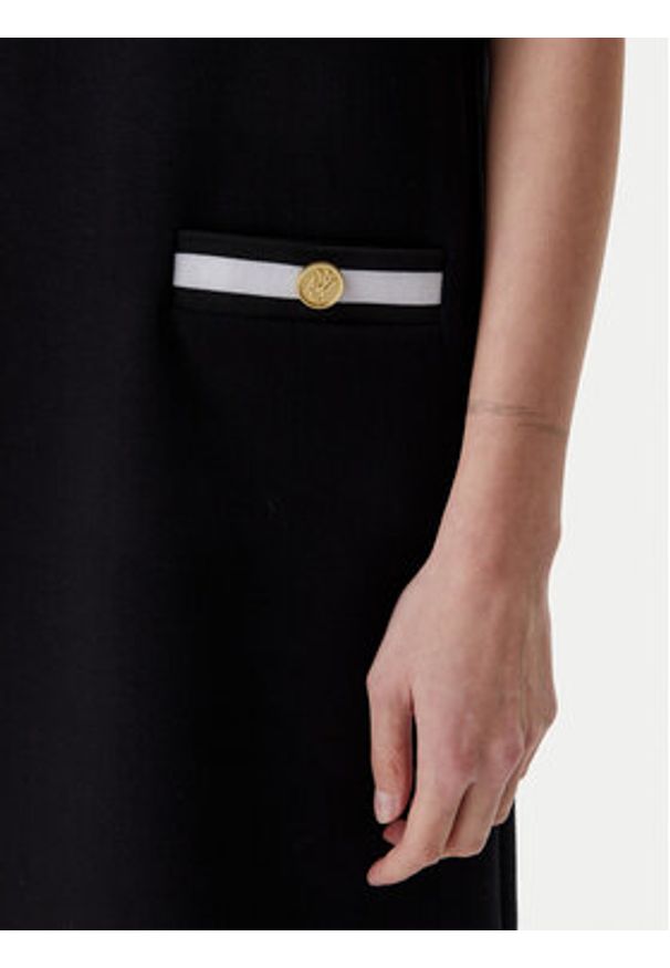 Karl Lagerfeld - KARL LAGERFELD Sukienka codzienna A1W13041 Czarny Regular Fit. Okazja: na co dzień. Typ kołnierza: dekolt w karo. Kolor: czarny. Materiał: syntetyk. Typ sukienki: proste. Styl: casual