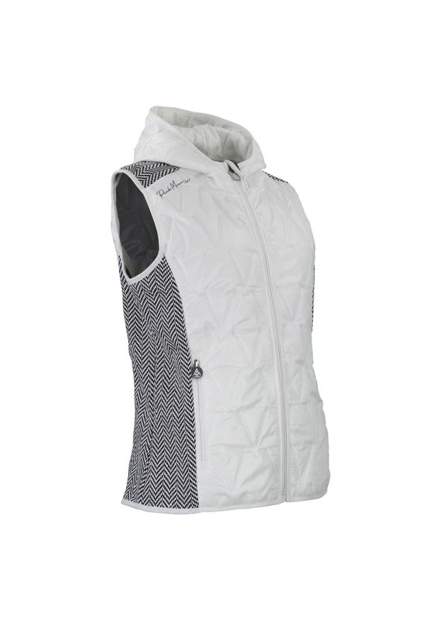 PEAK MOUNTAIN - Damska kurtka bez rękawów z kapturem Peak Mountain. Typ kołnierza: kaptur. Kolor: biały. Materiał: materiał, puch, polar. Długość rękawa: bez rękawów. Sport: turystyka piesza