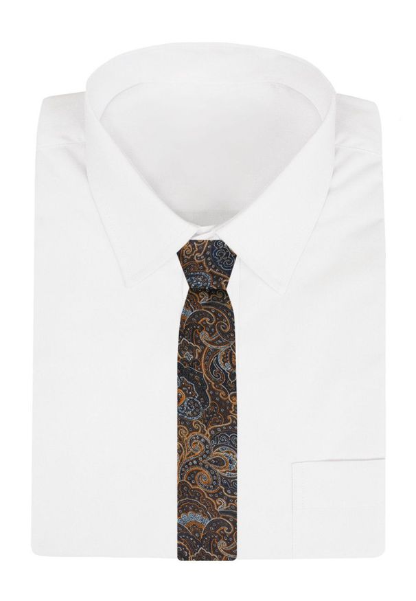 Męski Krawat - Chattier - Odcienie Brązu i Pomarańczy, Wzór Orientalny. Kolor: wielokolorowy, brązowy, beżowy. Materiał: tkanina. Styl: elegancki, klasyczny, wizytowy