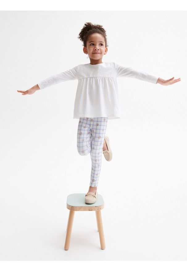 Reserved - Legginsy we wzór - złamana biel. Materiał: bawełna, dzianina