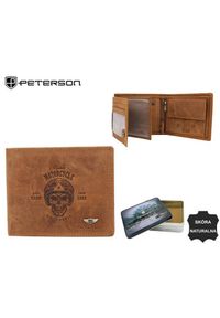 Peterson - Portfel skórzany PETERSON PTN N992C-CHM-03 koniakowy. Materiał: skóra