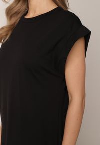 Born2be - Czarna Sukienka Pudełkowa w Stylu T-shirtowym Zanisea. Okazja: na co dzień. Kolor: czarny. Materiał: materiał. Długość rękawa: krótki rękaw. Typ sukienki: proste. Styl: casual #6