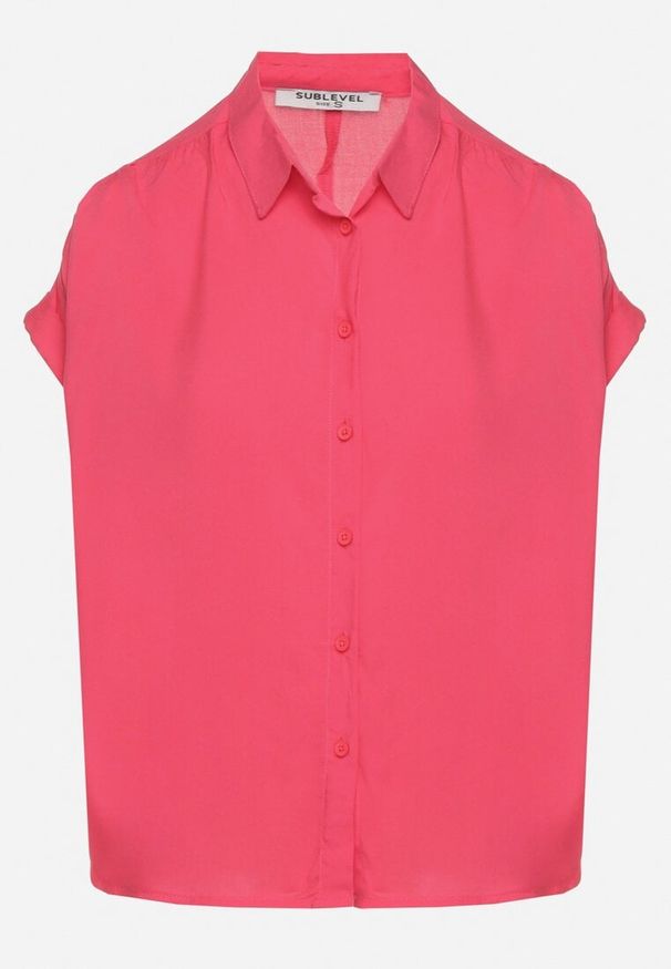 Born2be - Różowa Wiskozowa Koszula z Podwiniętym Rękawami Tilamena. Okazja: na co dzień, do pracy, na spotkanie biznesowe. Typ kołnierza: kołnierzyk klasyczny. Kolor: różowy. Materiał: wiskoza. Długość: krótkie. Styl: biznesowy, klasyczny, casual, elegancki