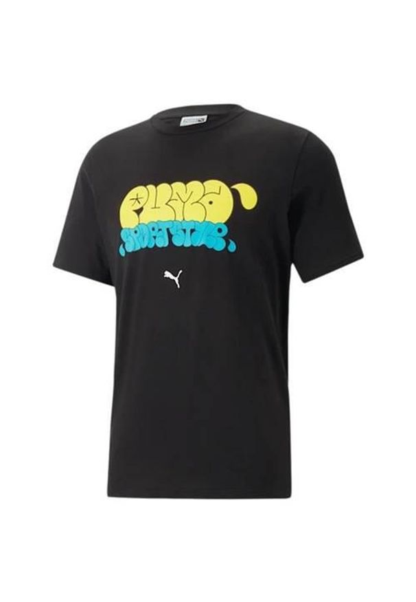 Koszulka sportowa męska Puma Tshirt Graffiti Tee. Kolor: czarny, wielokolorowy, niebieski, żółty. Długość rękawa: krótki rękaw. Długość: krótkie