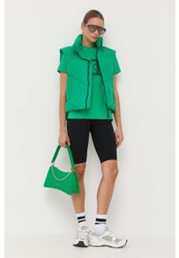 Karl Lagerfeld t-shirt bawełniany kolor zielony. Kolor: zielony. Materiał: bawełna. Długość rękawa: krótki rękaw. Długość: krótkie. Wzór: aplikacja. Styl: klasyczny #5